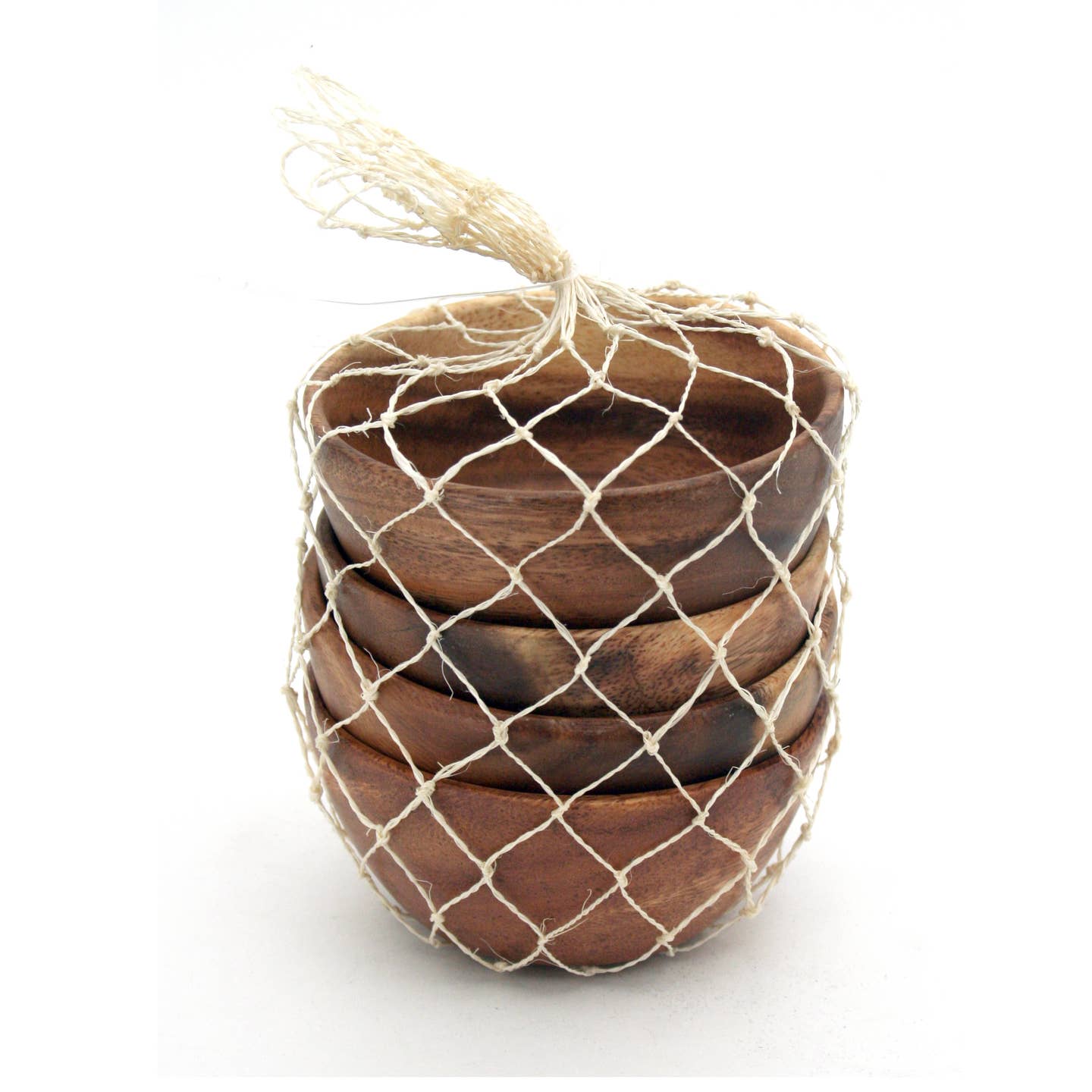 Hand Made Acacia Wood 4" Round Server Bowl Set of 4