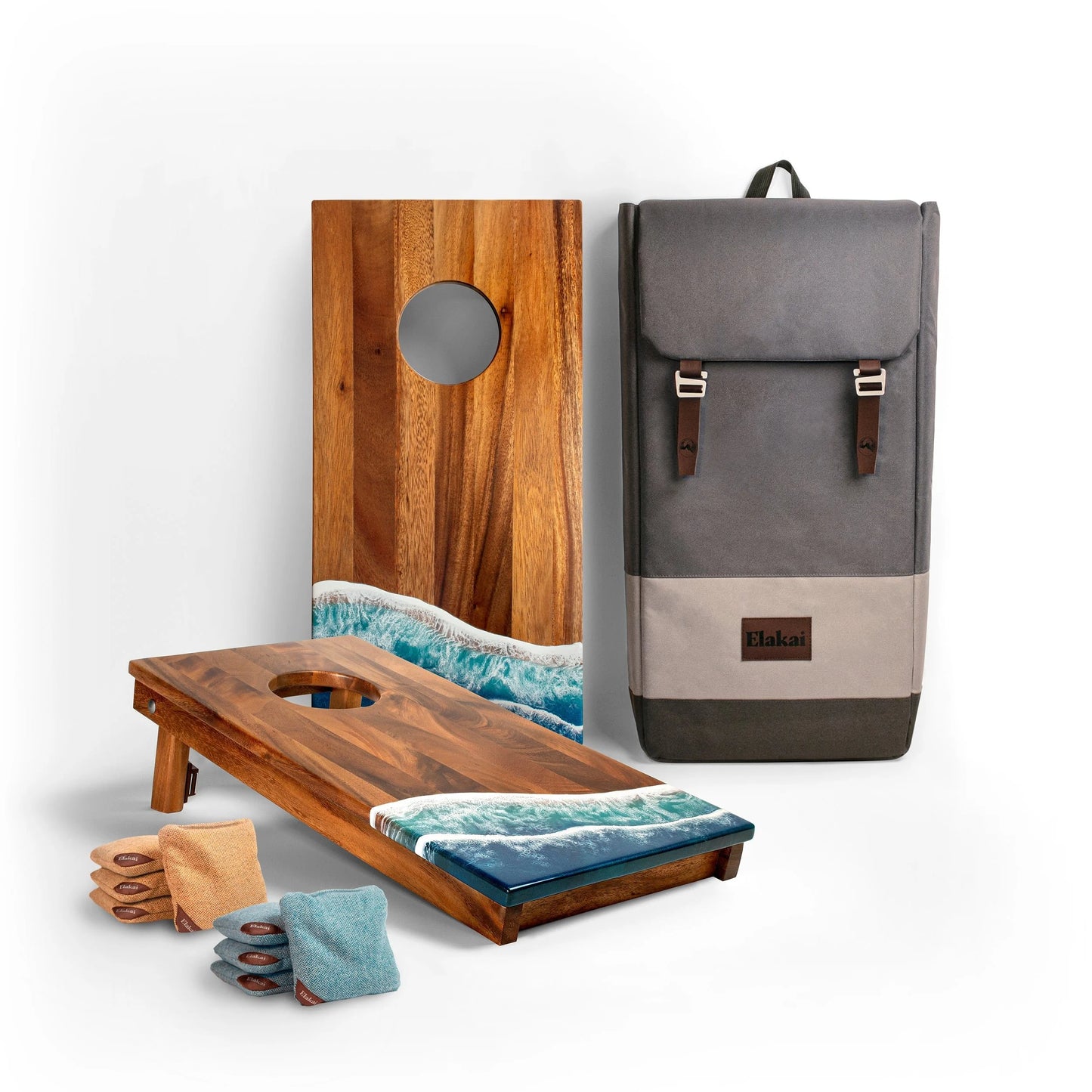 1ft x 2ft Travel Beach Epoxy Resin Wood Compact Travel Cornhole Board Set