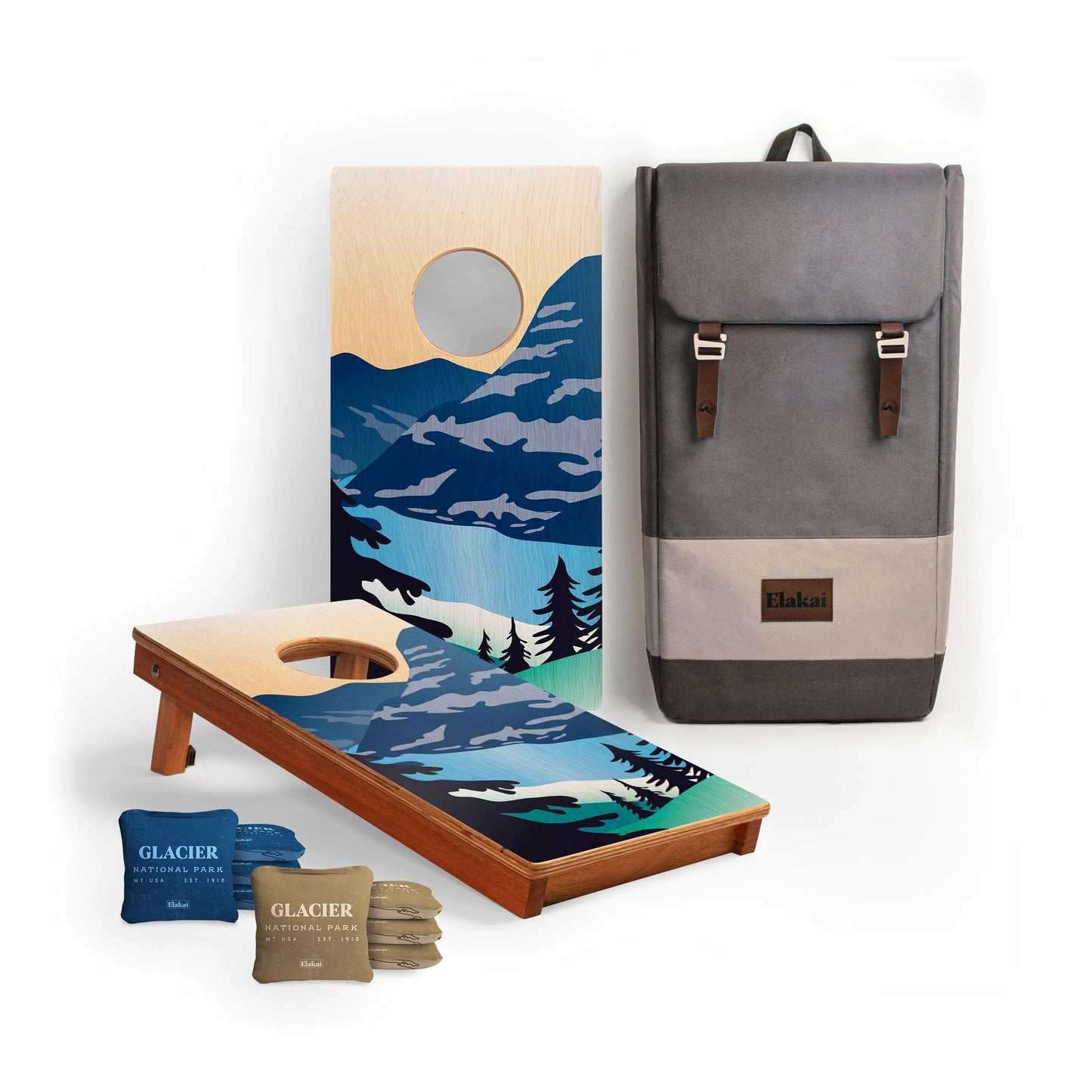 1ft x 2ft Travel Glacier National Park Mahogany Pathfinder Cornhole Board Set