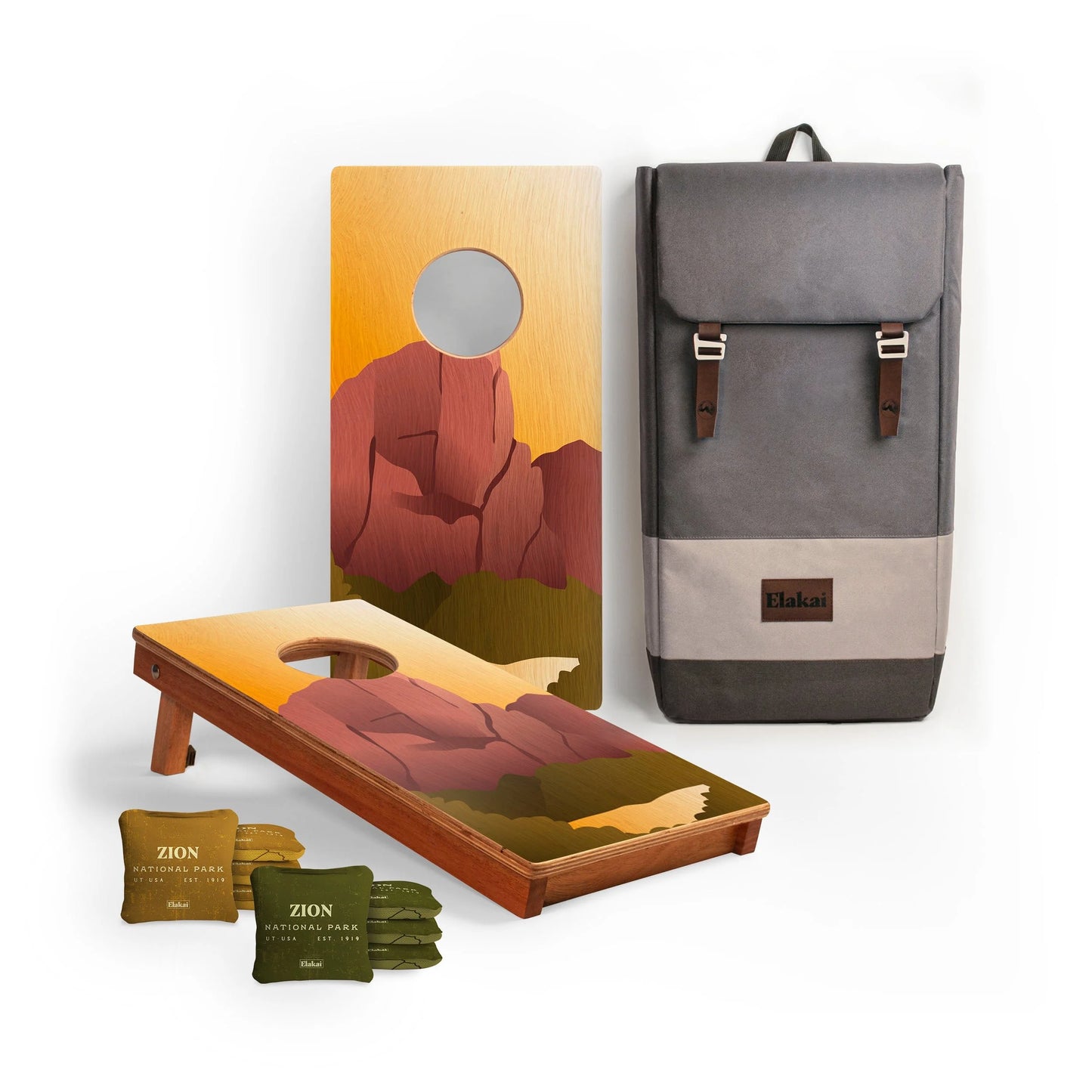 1ft x 2ft Travel Zion National Park Mahogany Pathfinder Cornhole Board Set