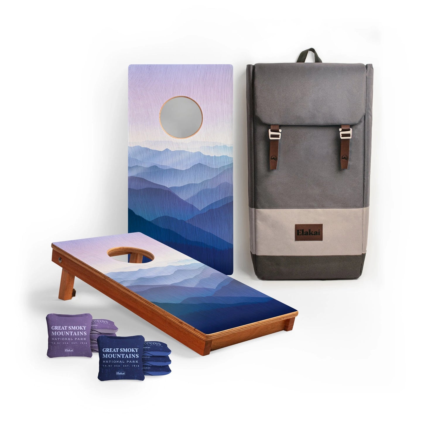 1ft x 2ft Travel Smoky Mountains National Park Mahogany Pathfinder Cornhole Board Set