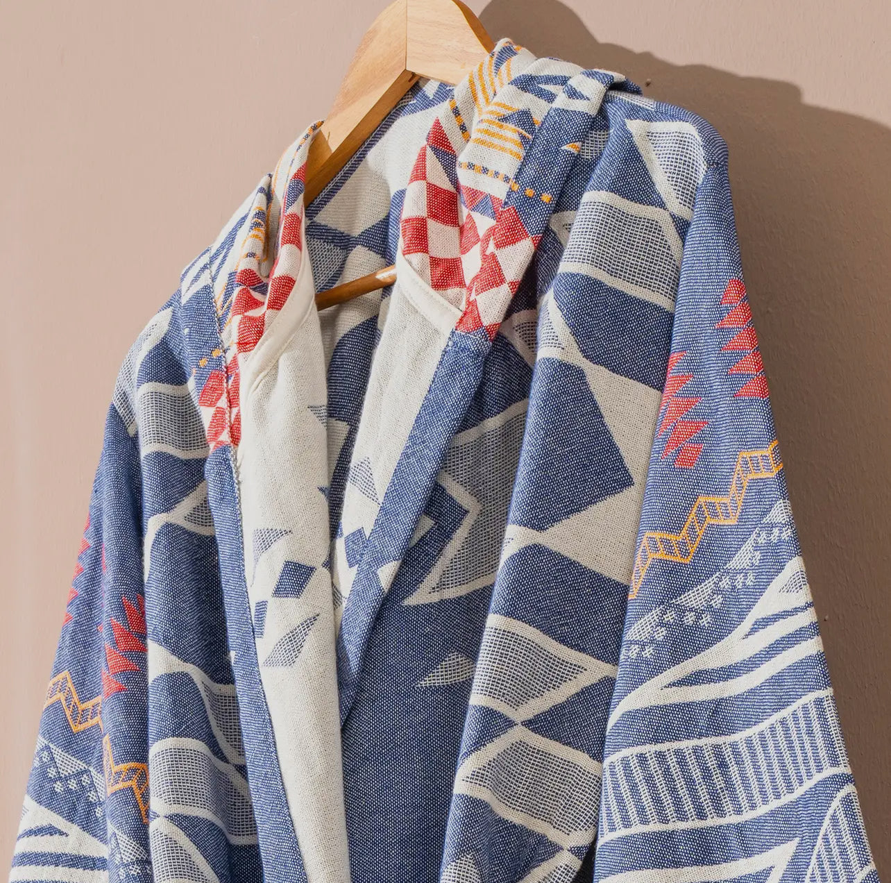 Tribal Bathrobe Turkish Cotton Light Weight Robe Blue