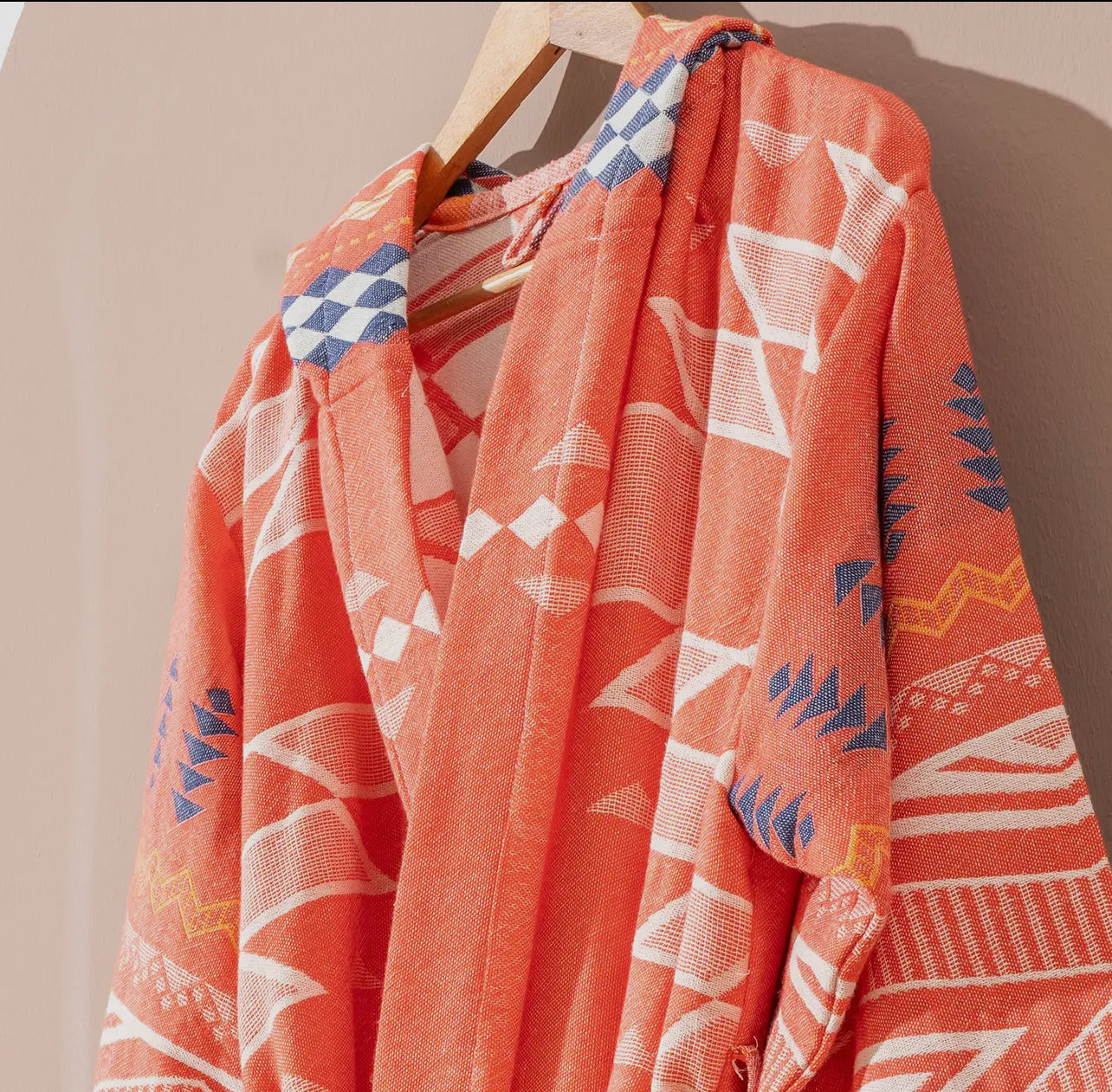 Tribal Bathrobe Turkish Cotton Light Weight Robe Orange