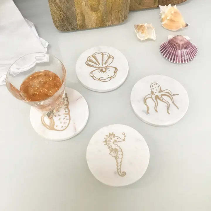 Gold Coast Marble Round Coasters 4 Set