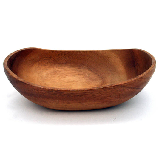 Hand Made Acacia Wood Curved Boat Bowl