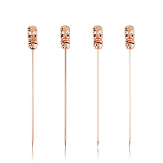 Pacific™ Copper-Plated Tiki Cocktail Picks - Set of 4