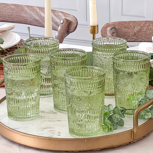 13 oz. Vintage Textured Drinking Glasses (Set of 6)