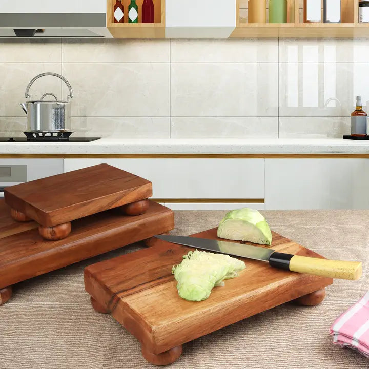 Acacia Butcher Block, Brown 14, 12 and 8 Inch Cutting Board; Set of 3