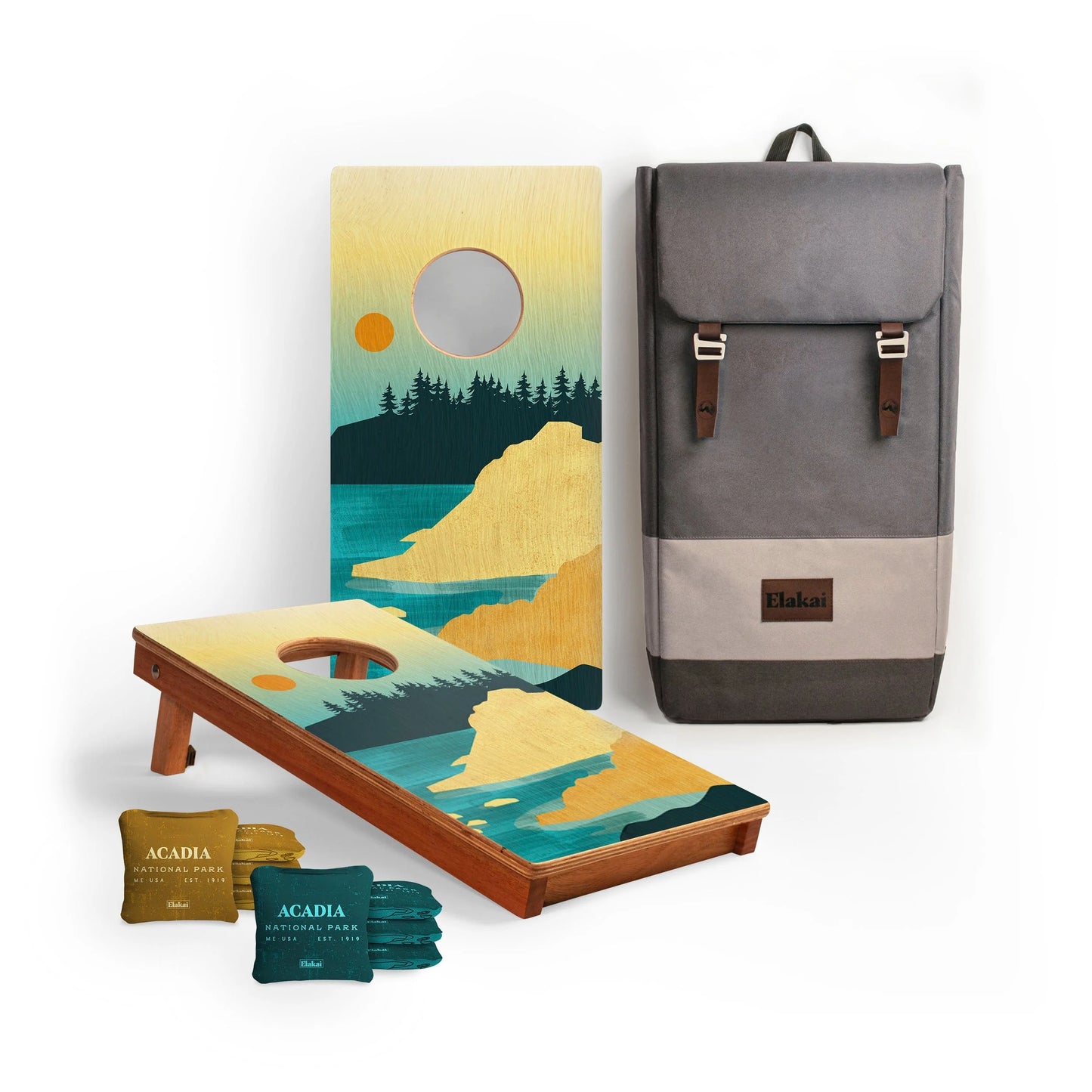 1ft x 2ft Travel Acadia National Park Mahogany Pathfinder Cornhole Board Set