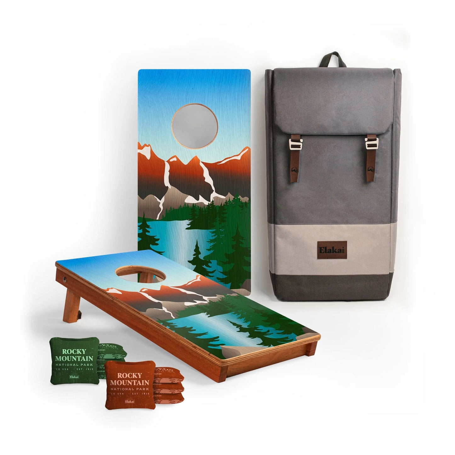 1ft x 2ft Travel Rocky Mountain National Park Mahogany Pathfinder Cornhole Board Set