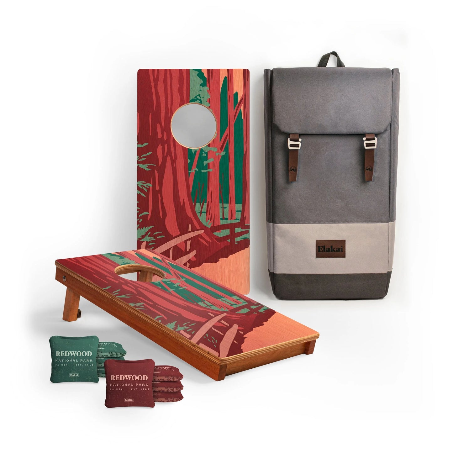 1ft x 2ft Travel Redwoods National Park Mahogany Pathfinder Cornhole Board Set