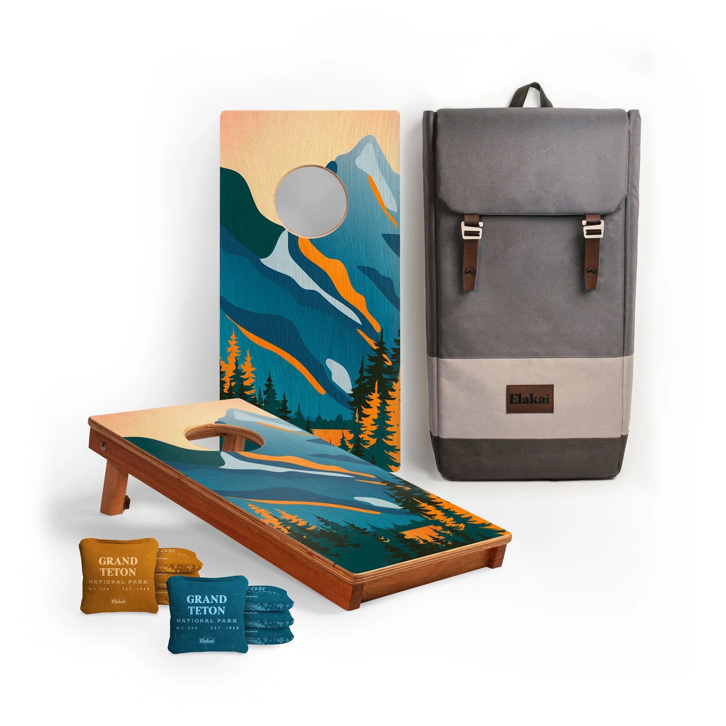 1ft x 2ft Travel Grand Teton National Park Mahogany Pathfinder Cornhole Board Set