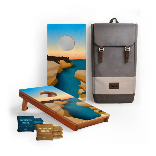 1ft x 2ft Travel Pictured Rocks National Park Mahogany Pathfinder Cornhole Board Set