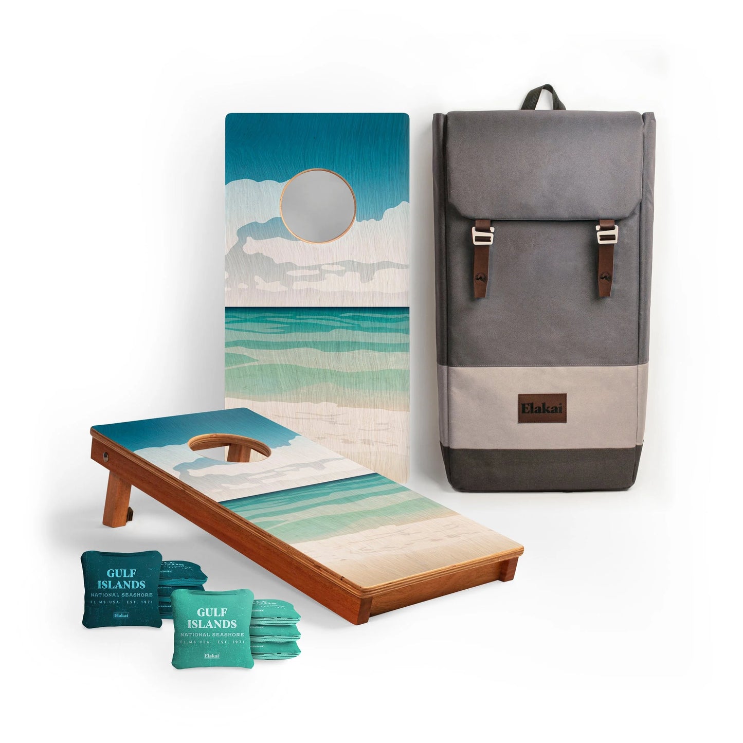 1ft x 2ft Travel Gulf Islands National Park Mahogany Pathfinder Cornhole Board Set