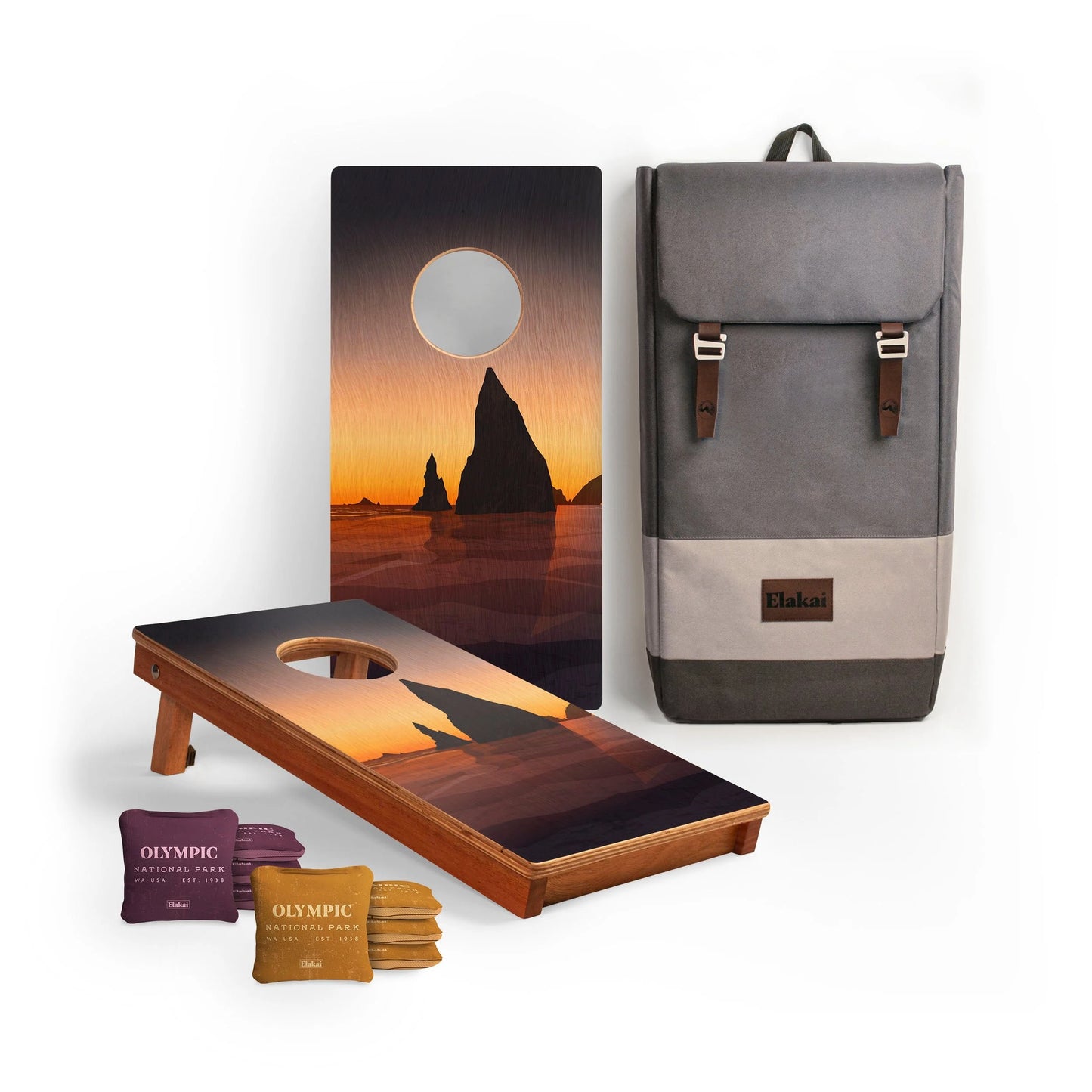 1ft x 2ft Travel Olympic National Park Mahogany Pathfinder Cornhole Board Set