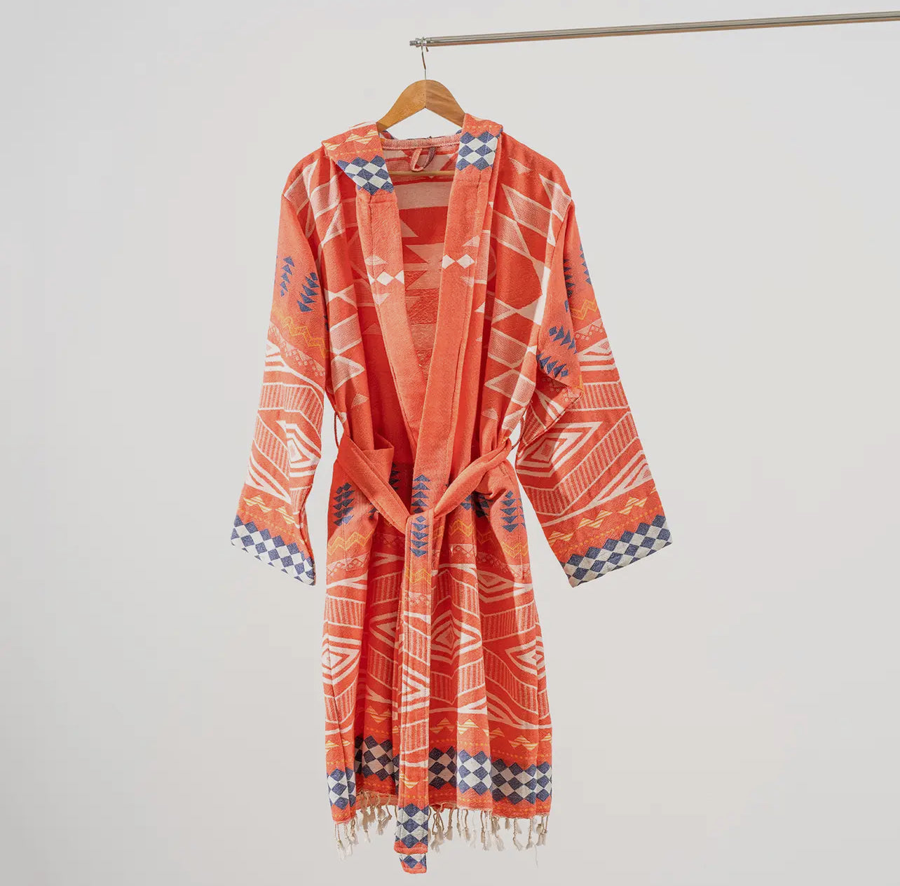 Tribal Bathrobe Turkish Cotton Light Weight Robe Orange