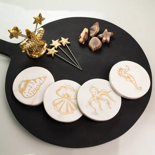 Gold Coast Marble Round Coasters 4 Set