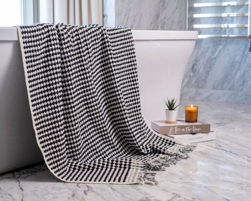 100% Organic Turkish Cotton Heavy Pom Pom Bath Towel