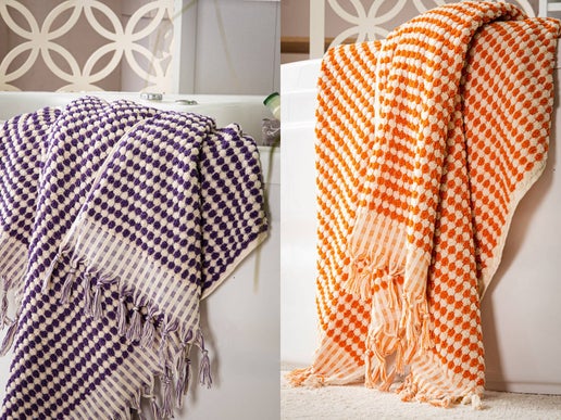 100% Organic Turkish Cotton Heavy Pom Pom Bath Towel