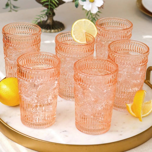 13 oz. Vintage Textured Drinking Glasses (Set of 6)