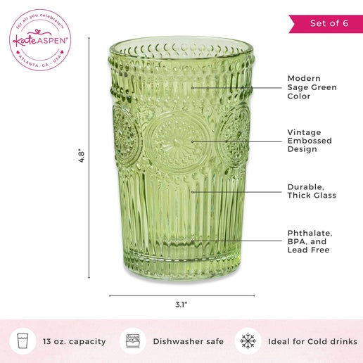 13 oz. Vintage Textured Drinking Glasses (Set of 6)