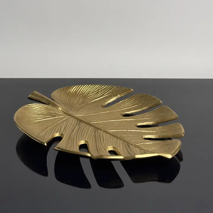 Gold Leaf Tray - Monstera
